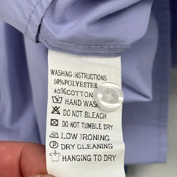 Hisdern Mens Blue Dress Shirt Size Large 17 Floral Flip Cuff - Picture 6 of 7